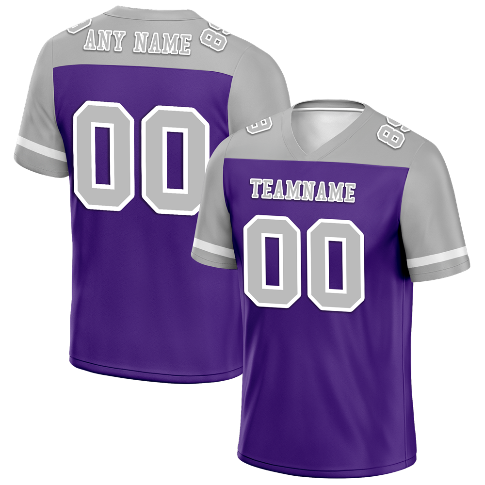 Custom Purple Grey Raglan Sleeves Grey Personalized Authentic Football Jersey FBJ02-bc0f0b0