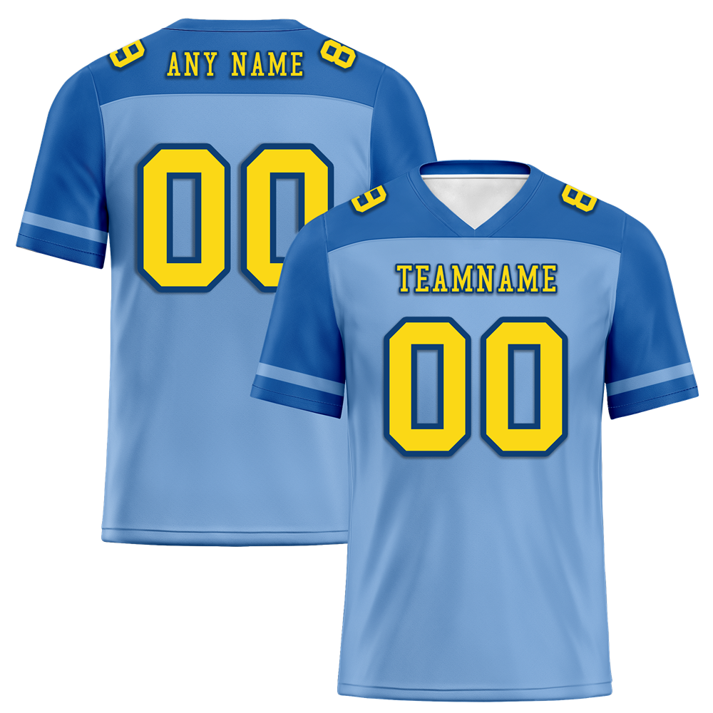 Custom Aqua Raglan Sleeves Yellow Personalized Authentic Football Jersey FBJ02-bc0f0bb