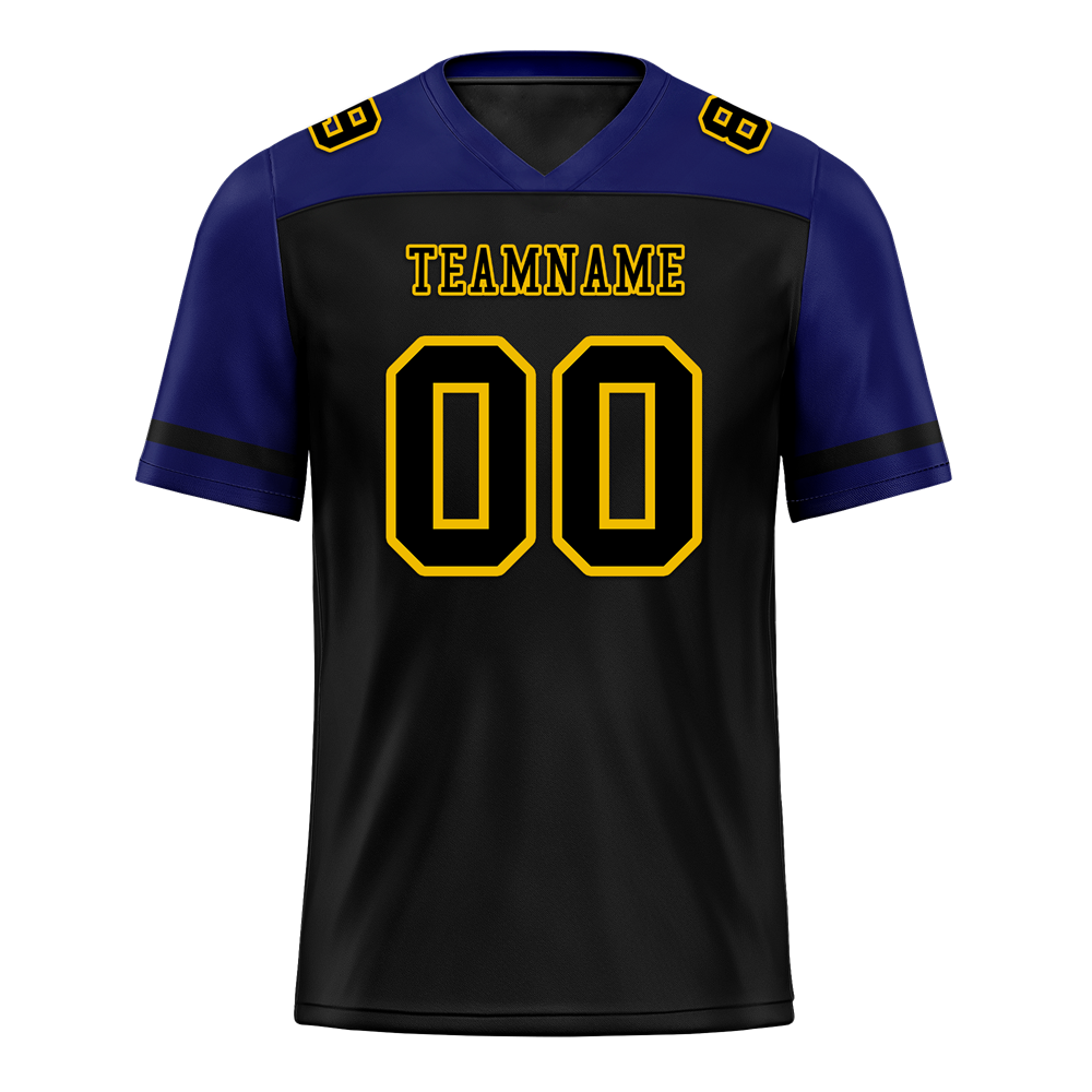 Custom Black Blue Raglan Sleeves Black Personalized Authentic Football Jersey FBJ02-bc0f0bd