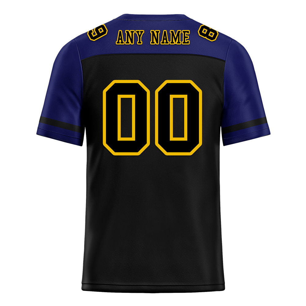 Custom Black Blue Raglan Sleeves Black Personalized Authentic Football Jersey FBJ02-bc0f0bd