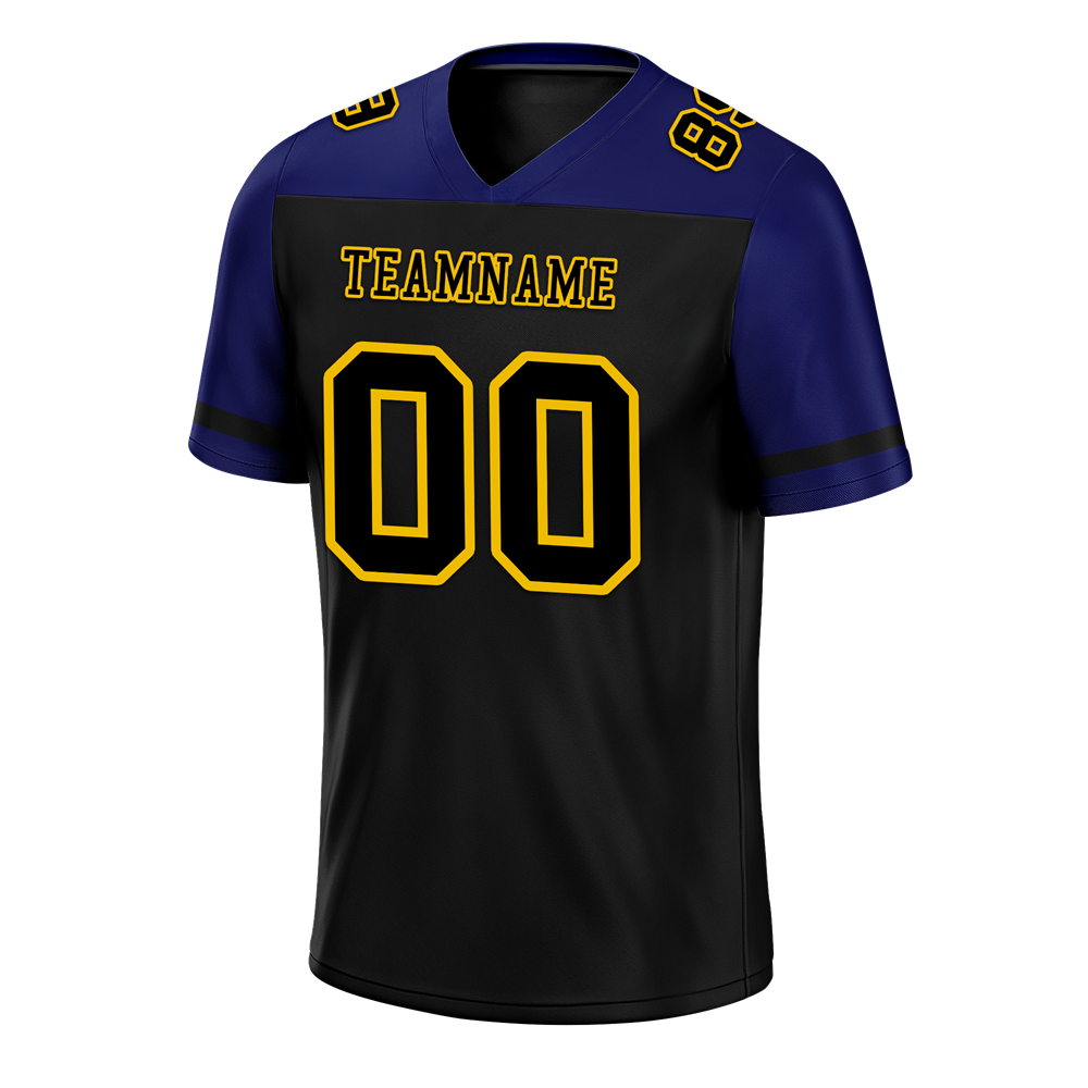 Custom Black Blue Raglan Sleeves Black Personalized Authentic Football Jersey FBJ02-bc0f0bd