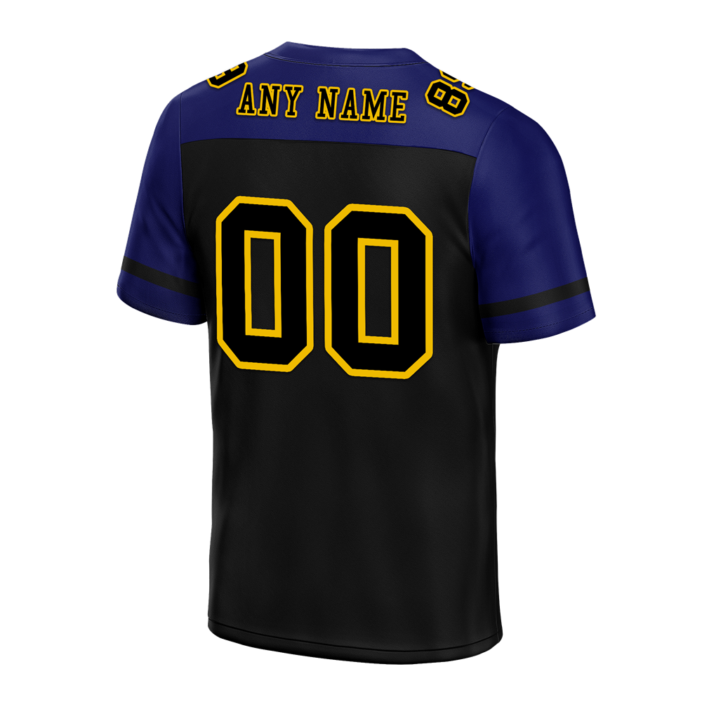 Custom Black Blue Raglan Sleeves Black Personalized Authentic Football Jersey FBJ02-bc0f0bd
