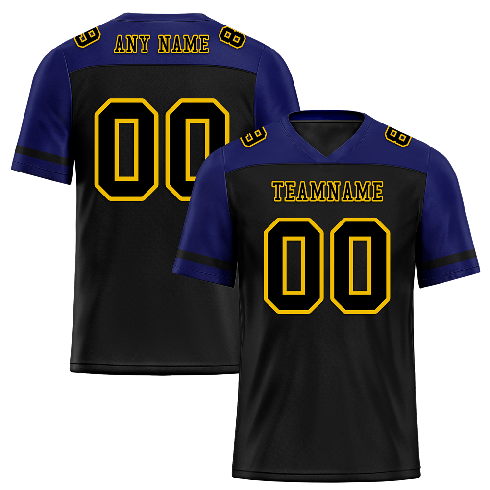 Custom Black Blue Raglan Sleeves Black Personalized Authentic Football Jersey FBJ02-bc0f0bd