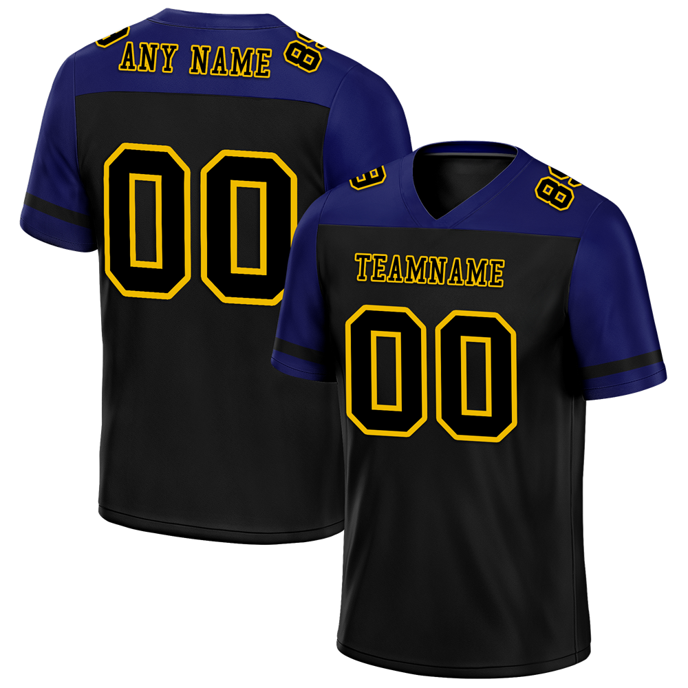 Custom Black Blue Raglan Sleeves Black Personalized Authentic Football Jersey FBJ02-bc0f0bd