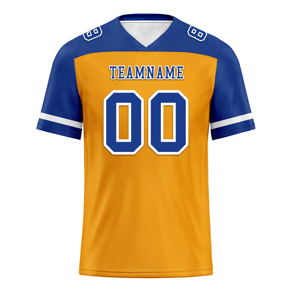 Custom Yellow Blue Raglan Sleeves Blue Personalized Authentic Football Jersey FBJ02-bc0f0be