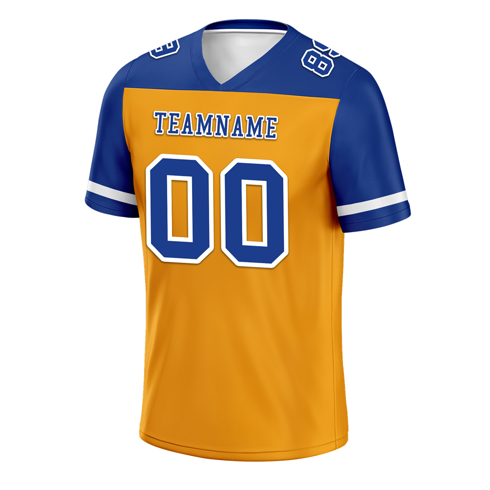 Custom Yellow Blue Raglan Sleeves Blue Personalized Authentic Football Jersey FBJ02-bc0f0be