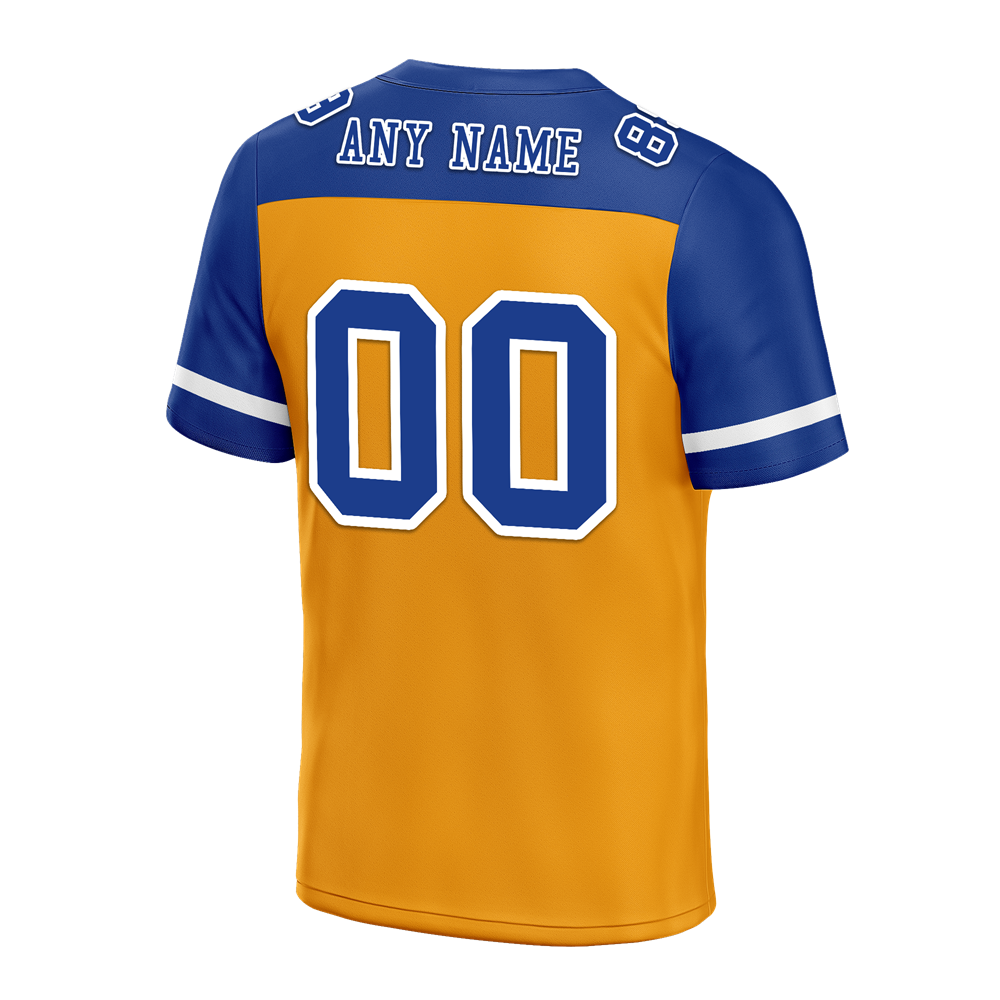 Custom Yellow Blue Raglan Sleeves Blue Personalized Authentic Football Jersey FBJ02-bc0f0be