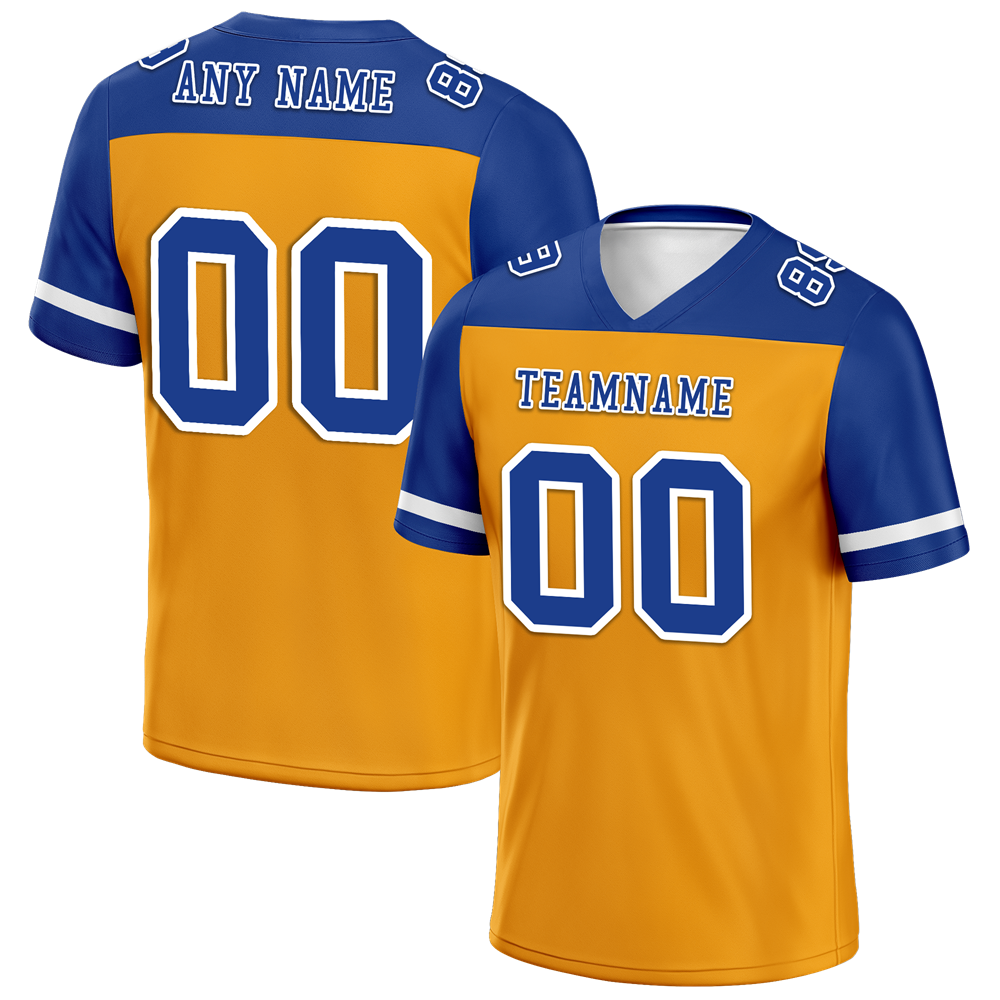 Custom Yellow Blue Raglan Sleeves Blue Personalized Authentic Football Jersey FBJ02-bc0f0be