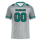 Custom Grey Raglan Sleeves Aqua Personalized Authentic Football Jersey FBJ02-bc0f0bf