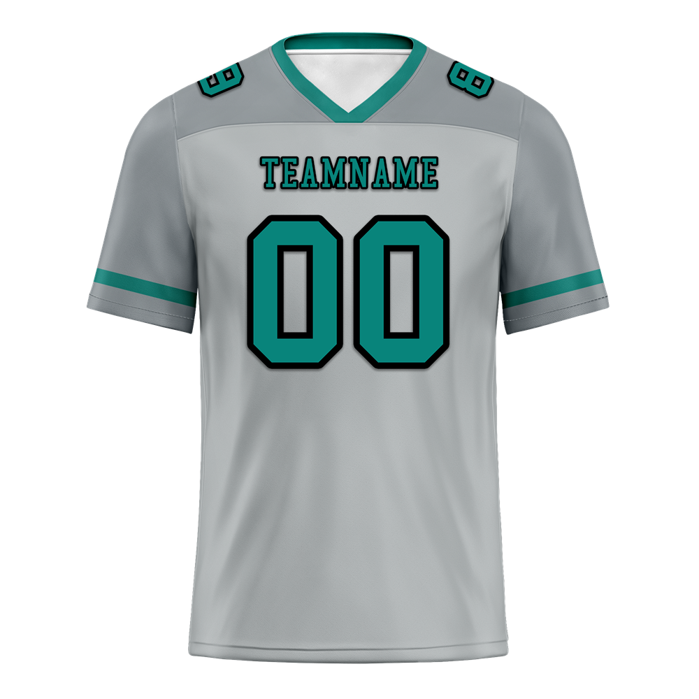 Custom Grey Raglan Sleeves Aqua Personalized Authentic Football Jersey FBJ02-bc0f0bf