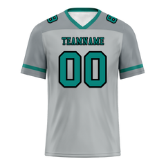 Custom Grey Raglan Sleeves Aqua Personalized Authentic Football Jersey FBJ02-bc0f0bf