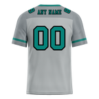 Custom Grey Raglan Sleeves Aqua Personalized Authentic Football Jersey FBJ02-bc0f0bf