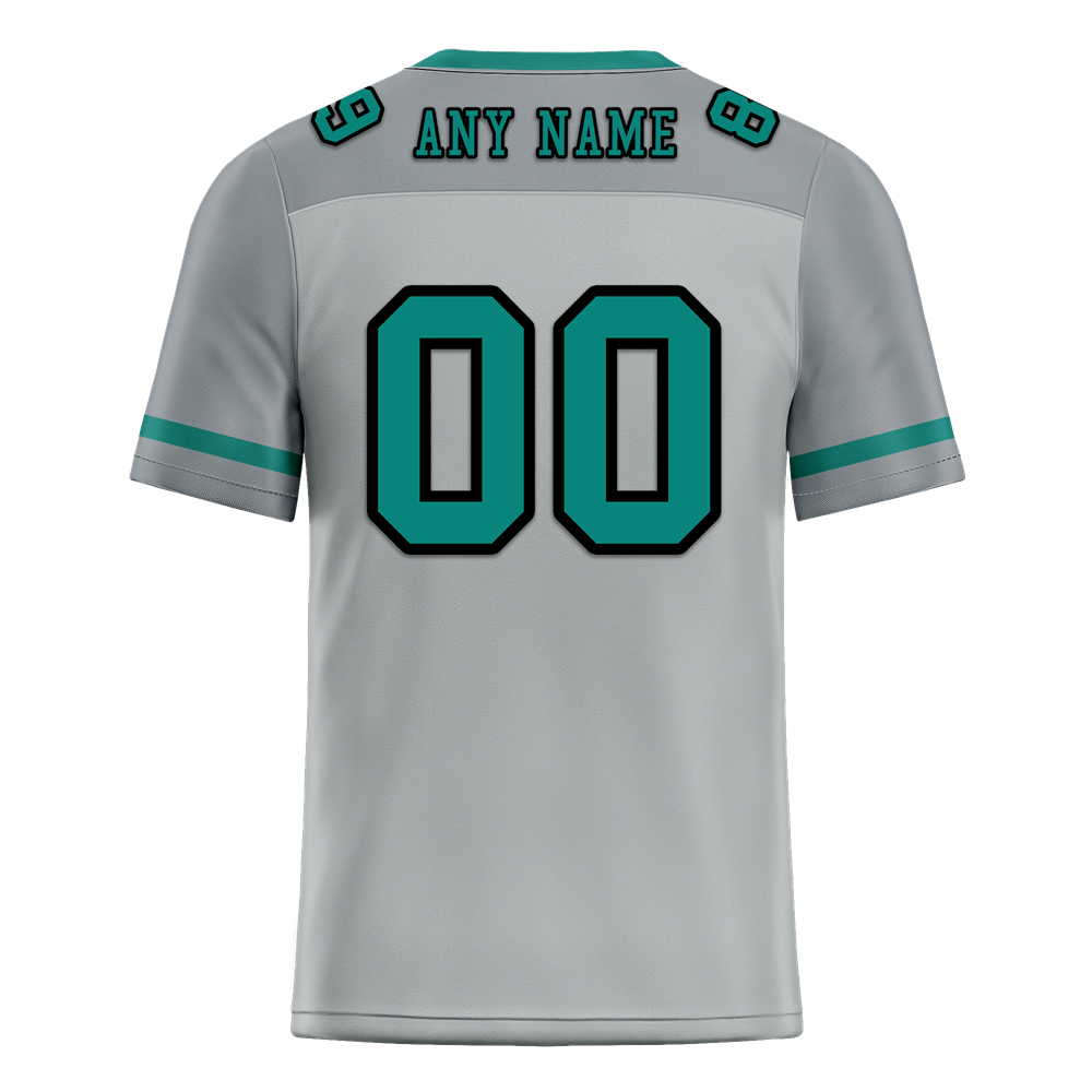 Custom Grey Raglan Sleeves Aqua Personalized Authentic Football Jersey FBJ02-bc0f0bf