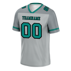Custom Grey Raglan Sleeves Aqua Personalized Authentic Football Jersey FBJ02-bc0f0bf