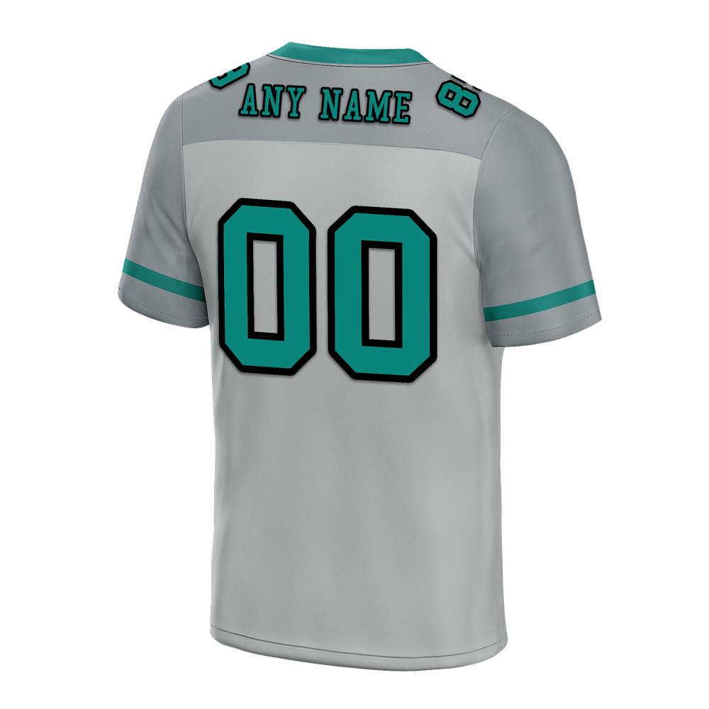Custom Grey Raglan Sleeves Aqua Personalized Authentic Football Jersey FBJ02-bc0f0bf