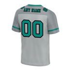 Custom Grey Raglan Sleeves Aqua Personalized Authentic Football Jersey FBJ02-bc0f0bf