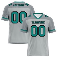 Custom Grey Raglan Sleeves Aqua Personalized Authentic Football Jersey FBJ02-bc0f0bf