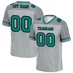 Custom Grey Raglan Sleeves Aqua Personalized Authentic Football Jersey FBJ02-bc0f0bf