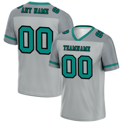 Custom Grey Raglan Sleeves Aqua Personalized Authentic Football Jersey FBJ02-bc0f0bf