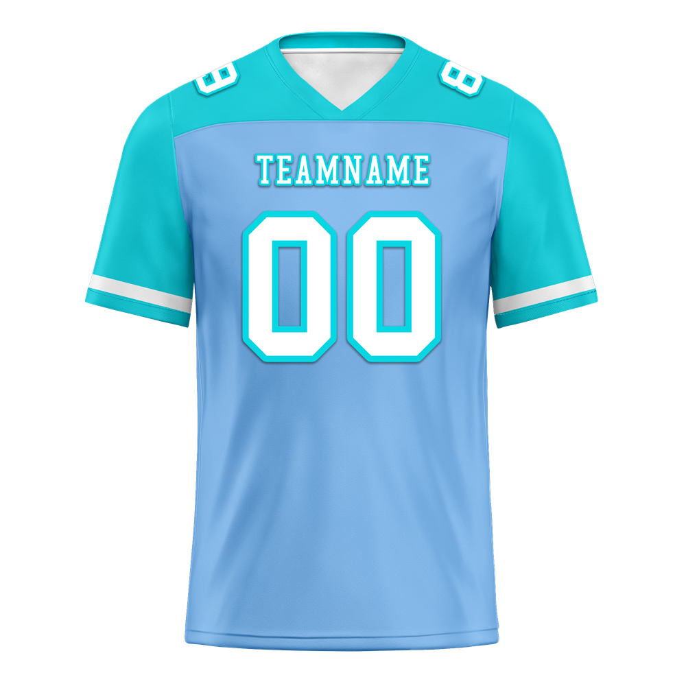 Custom Blue Aqua Raglan Sleeves White Personalized Authentic Football Jersey FBJ02-bc0f0b8