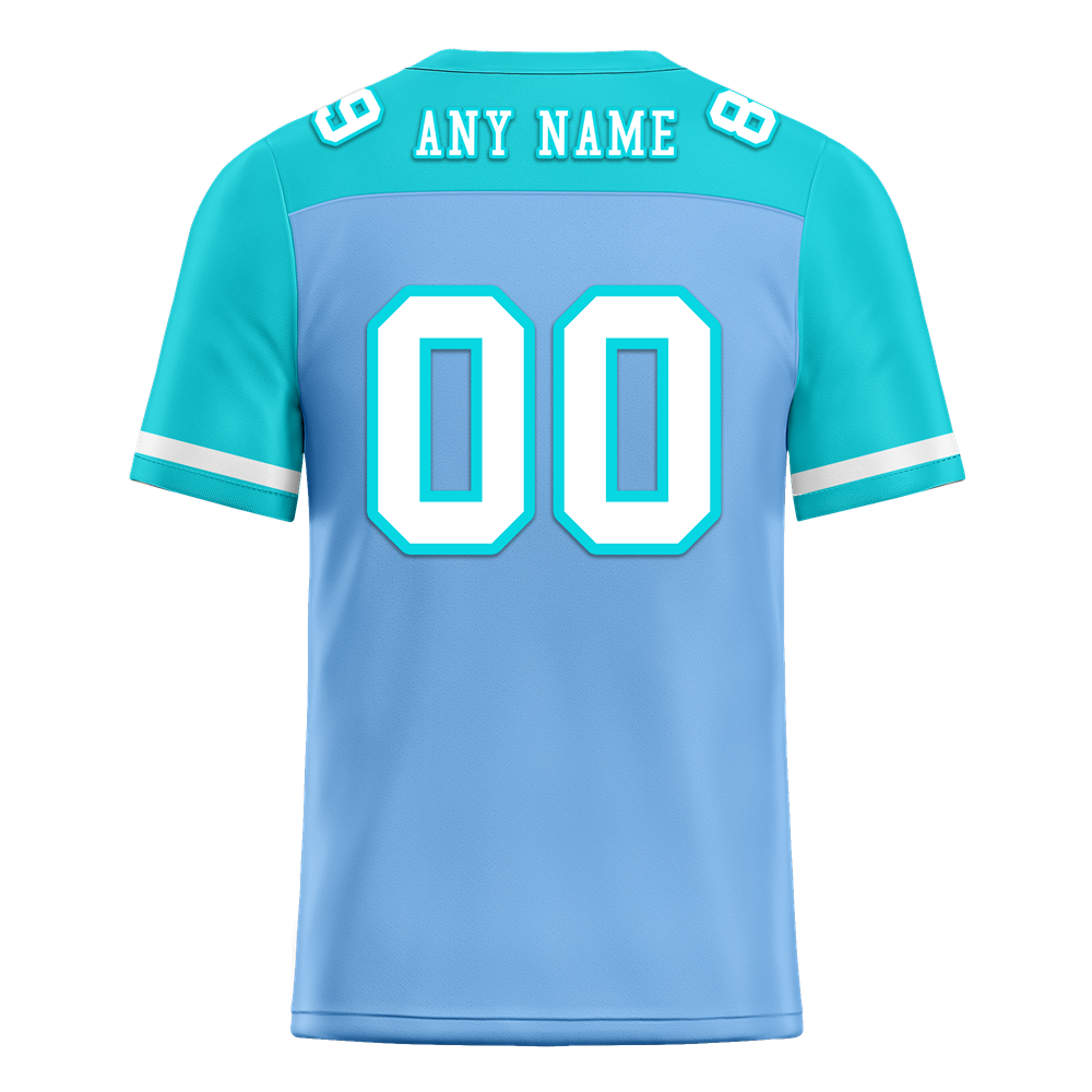 Custom Blue Aqua Raglan Sleeves White Personalized Authentic Football Jersey FBJ02-bc0f0b8
