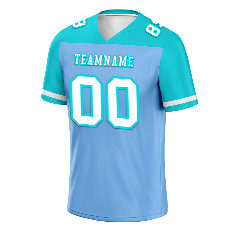 Custom Blue Aqua Raglan Sleeves White Personalized Authentic Football Jersey FBJ02-bc0f0b8