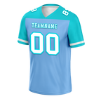 Custom Blue Aqua Raglan Sleeves White Personalized Authentic Football Jersey FBJ02-bc0f0b8
