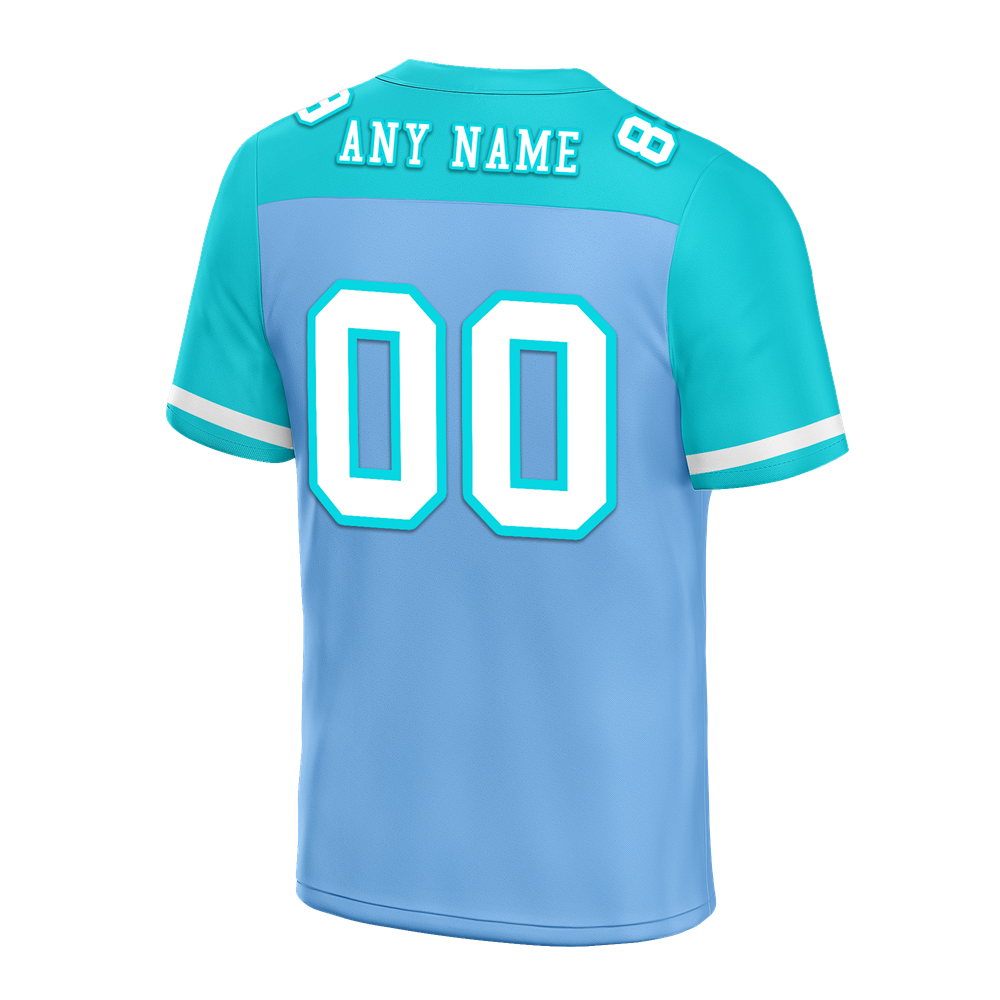 Custom Blue Aqua Raglan Sleeves White Personalized Authentic Football Jersey FBJ02-bc0f0b8