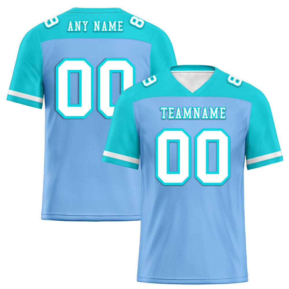 Custom Blue Aqua Raglan Sleeves White Personalized Authentic Football Jersey FBJ02-bc0f0b8