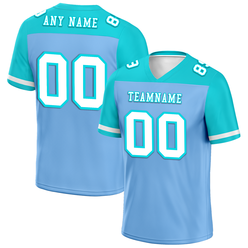 Custom Blue Aqua Raglan Sleeves White Personalized Authentic Football Jersey FBJ02-bc0f0b8
