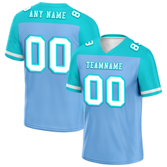 Custom Blue Aqua Raglan Sleeves White Personalized Authentic Football Jersey FBJ02-bc0f0b8