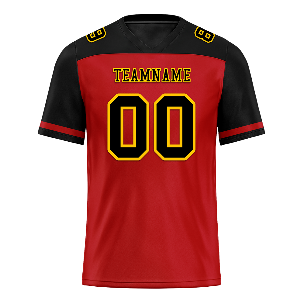 Custom Red Black Raglan Sleeves Black Personalized Authentic Football Jersey FBJ02-bc0f0b9