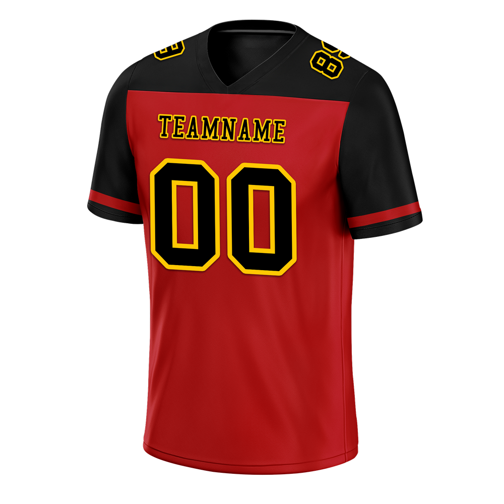 Custom Red Black Raglan Sleeves Black Personalized Authentic Football Jersey FBJ02-bc0f0b9