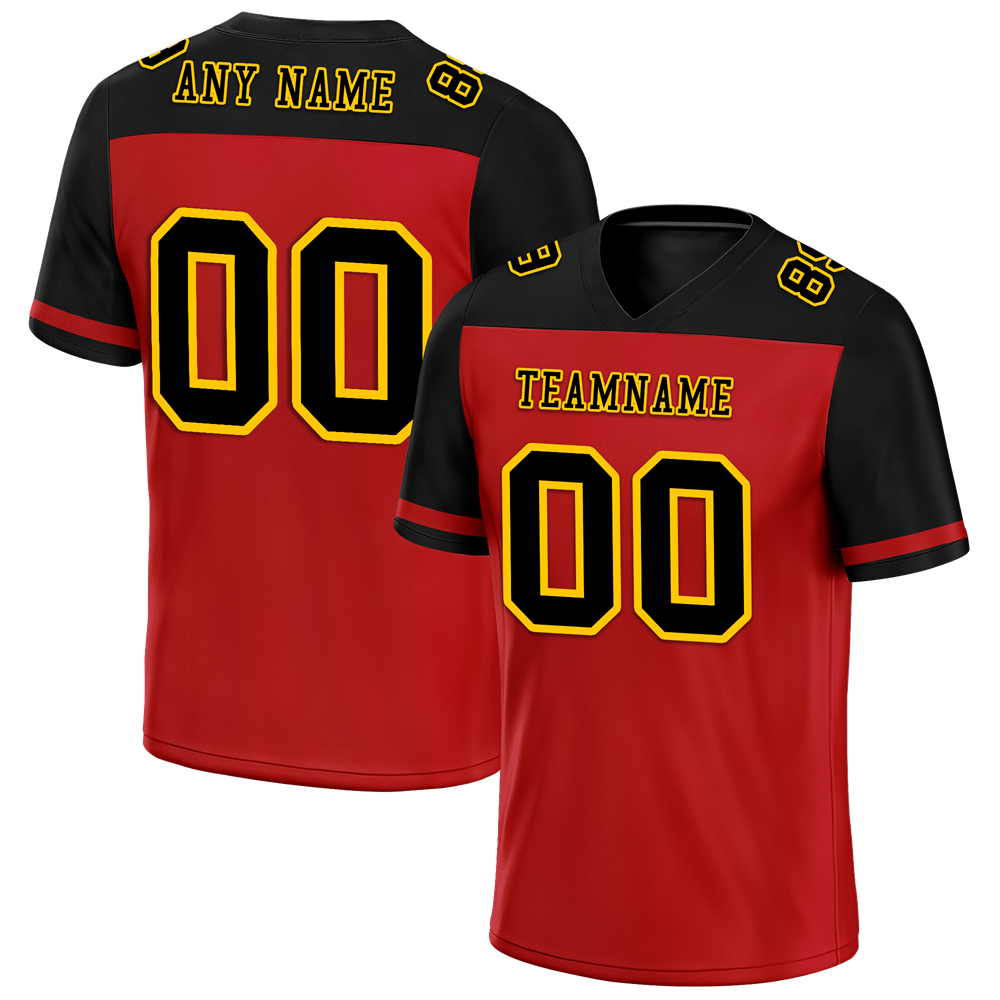 Custom Red Black Raglan Sleeves Black Personalized Authentic Football Jersey FBJ02-bc0f0b9