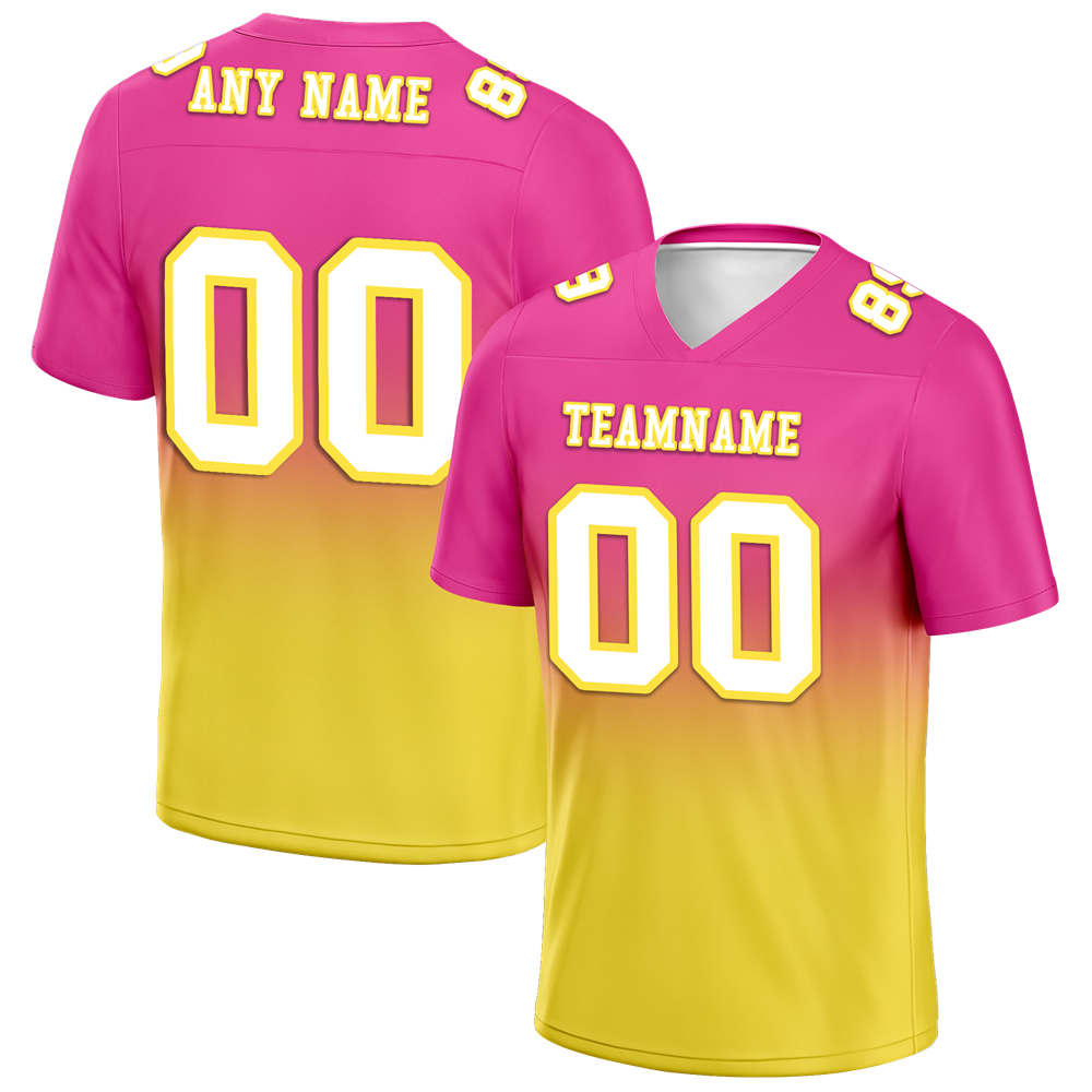 Custom Pink Yellow Fade Fashion White Personalized Authentic Football Jersey FBJ02-bc0f0cb