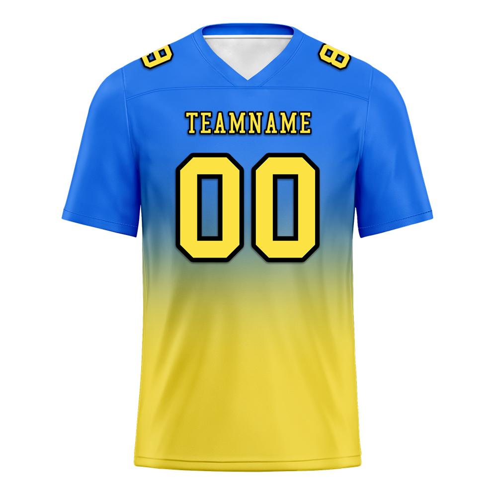 Custom Blue Yellow Fade Fashion Yellow Personalized Authentic Football Jersey FBJ02-bc0f0cc