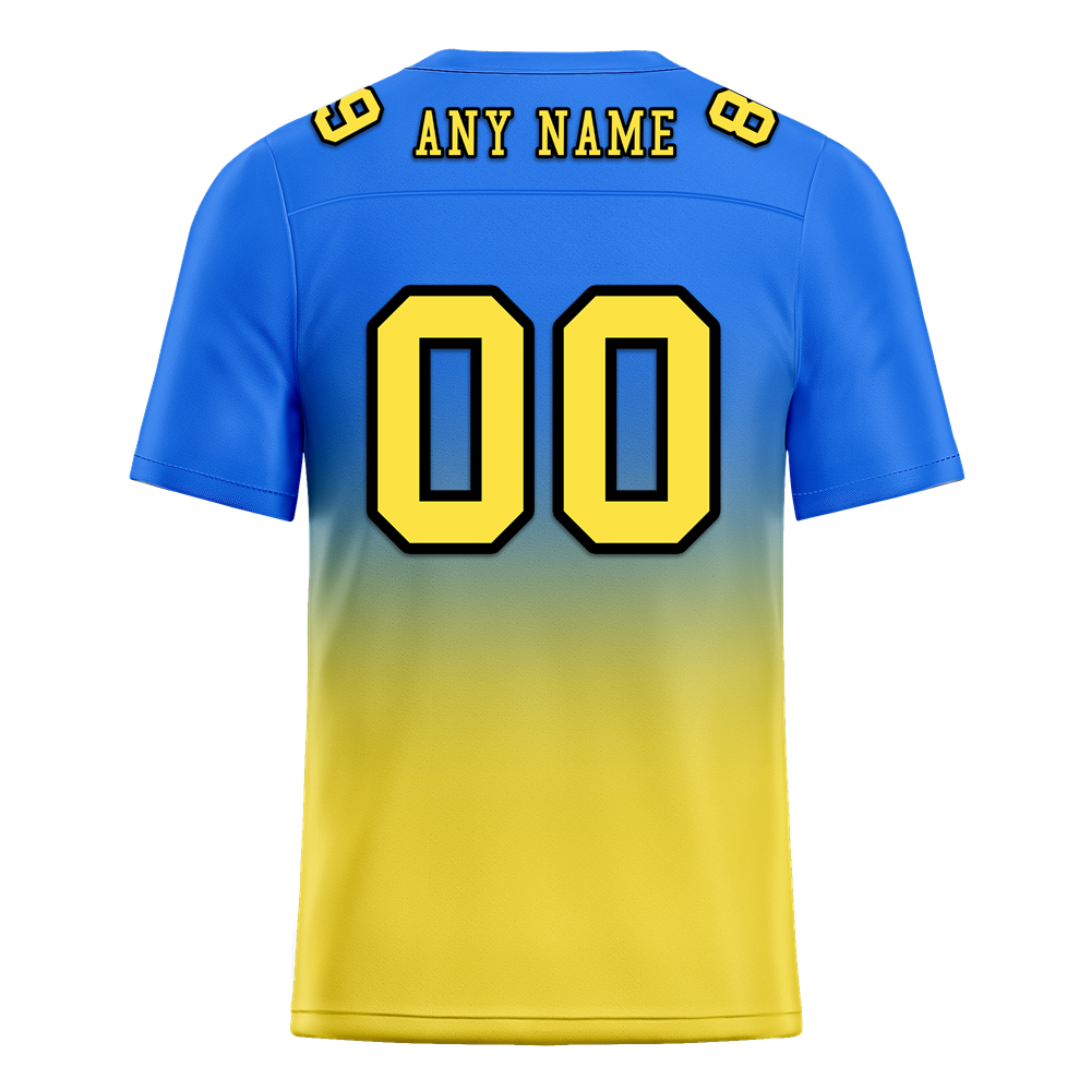 Custom Blue Yellow Fade Fashion Yellow Personalized Authentic Football Jersey FBJ02-bc0f0cc