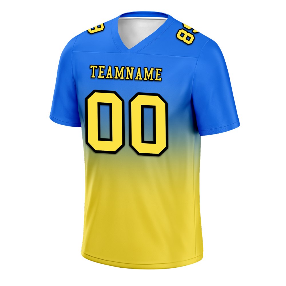 Custom Blue Yellow Fade Fashion Yellow Personalized Authentic Football Jersey FBJ02-bc0f0cc