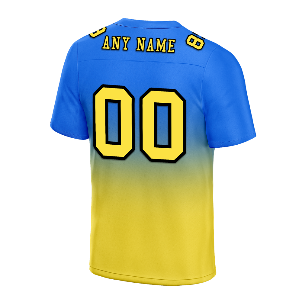 Custom Blue Yellow Fade Fashion Yellow Personalized Authentic Football Jersey FBJ02-bc0f0cc
