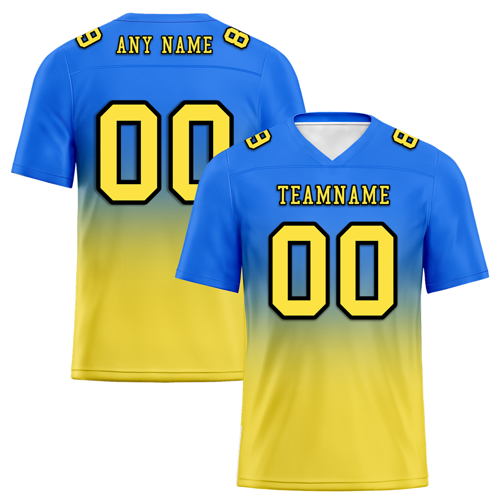 Custom Blue Yellow Fade Fashion Yellow Personalized Authentic Football Jersey FBJ02-bc0f0cc