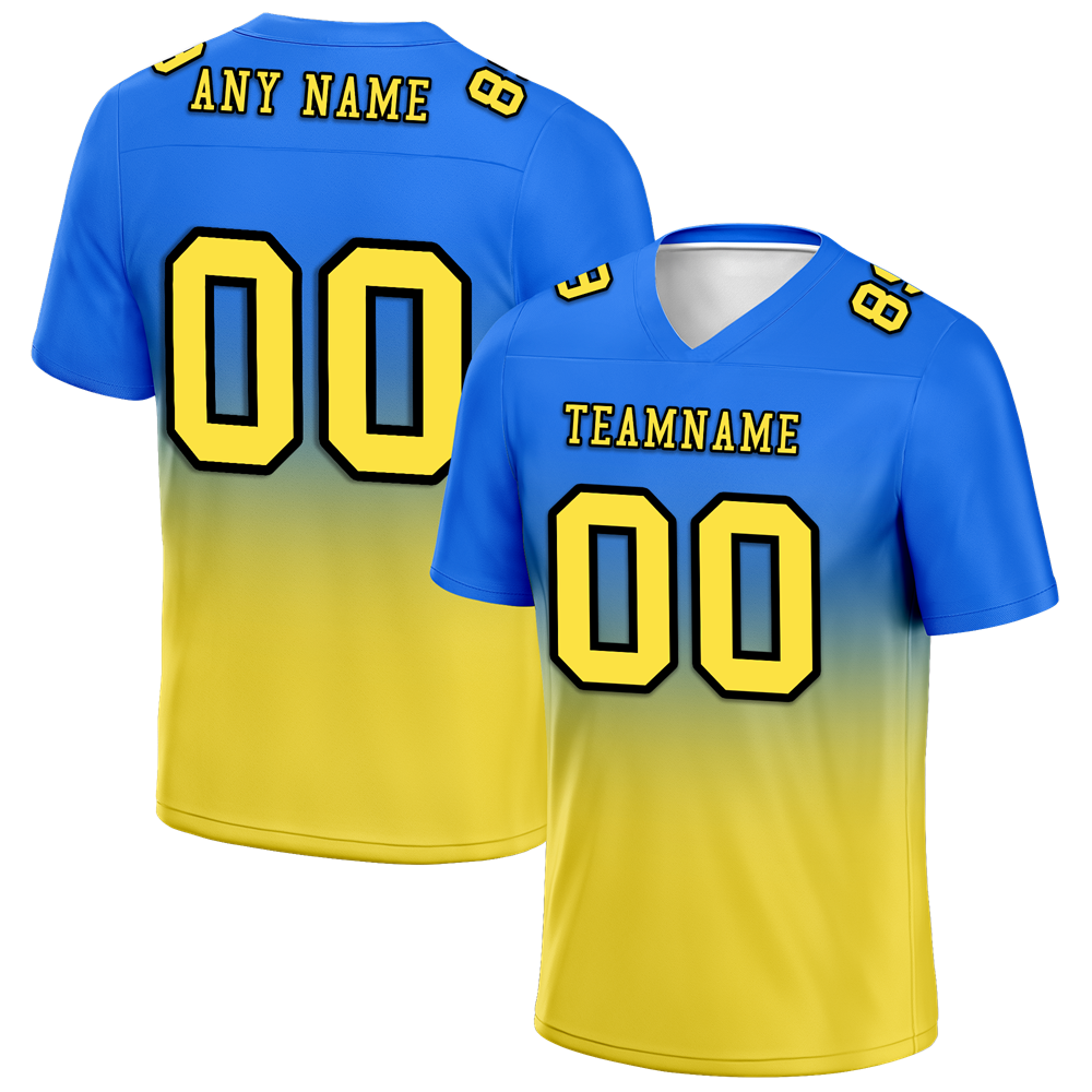 Custom Blue Yellow Fade Fashion Yellow Personalized Authentic Football Jersey FBJ02-bc0f0cc