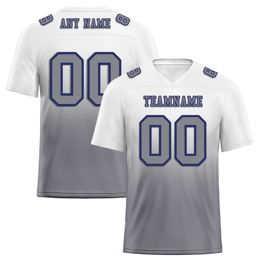 Custom White Grey Fade Fashion Grey Personalized Authentic Football Jersey FBJ02-bc0f0c9