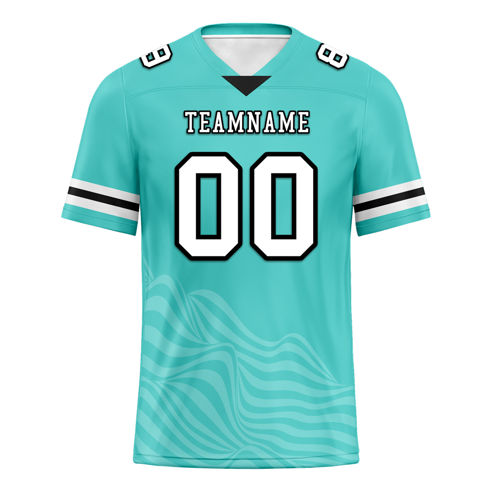Custom Aqua Sleeve Stripes White Personalized Authentic Football Jersey FBJ02-bc0f0da