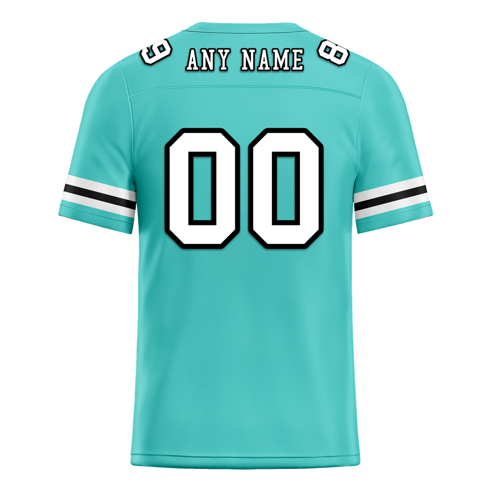 Custom Aqua Sleeve Stripes White Personalized Authentic Football Jersey FBJ02-bc0f0da