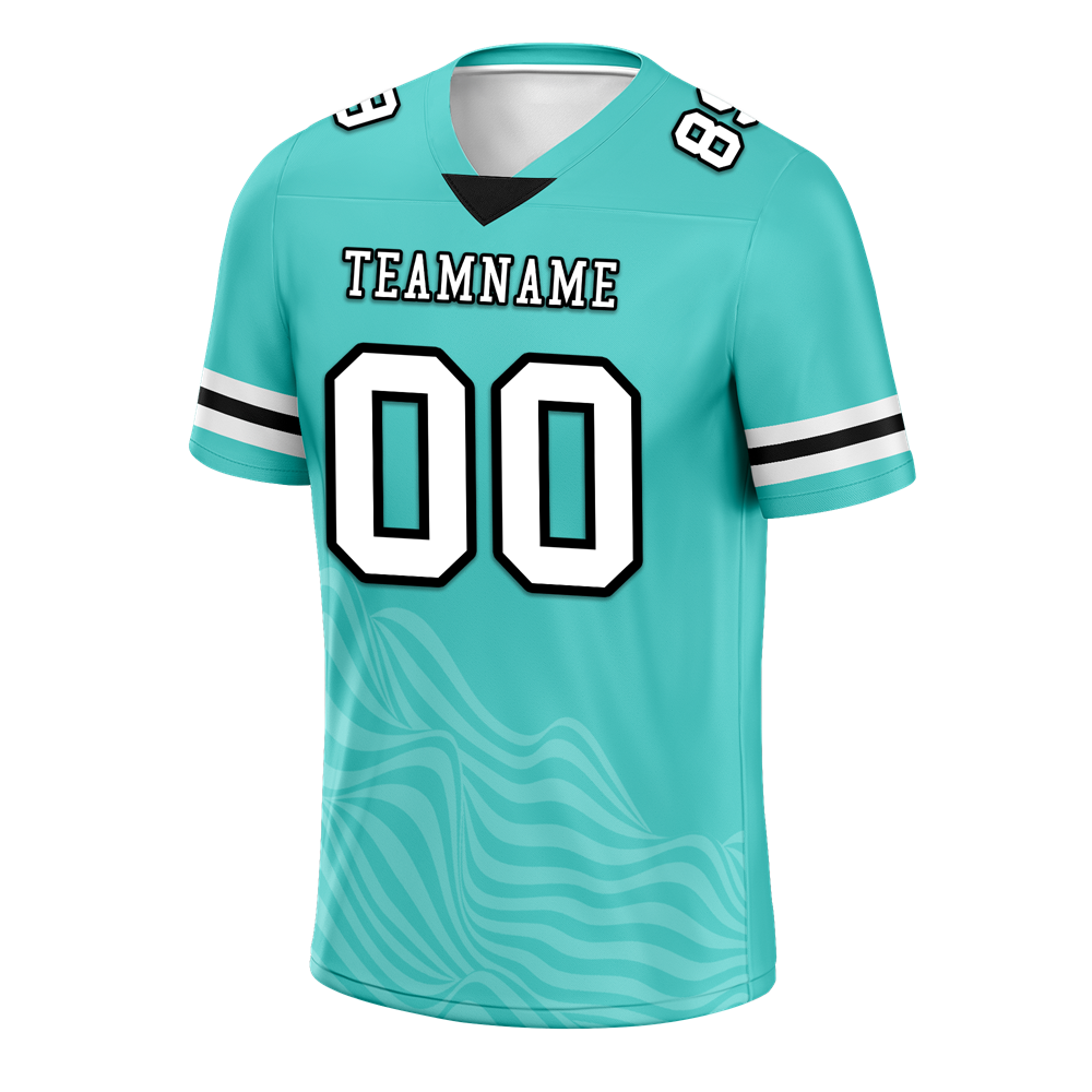 Custom Aqua Sleeve Stripes White Personalized Authentic Football Jersey FBJ02-bc0f0da