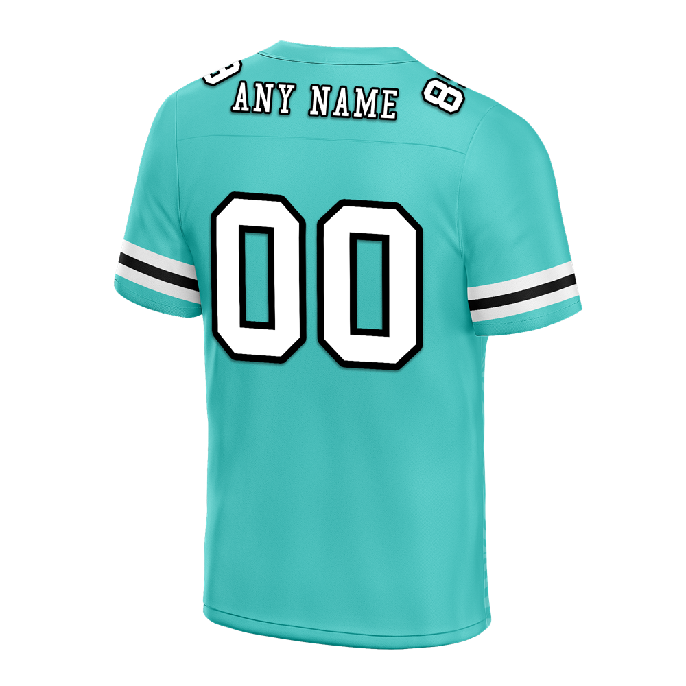 Custom Aqua Sleeve Stripes White Personalized Authentic Football Jersey FBJ02-bc0f0da