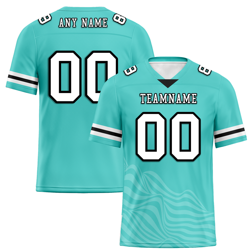 Custom Aqua Sleeve Stripes White Personalized Authentic Football Jersey FBJ02-bc0f0da