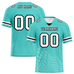 Custom Aqua Sleeve Stripes White Personalized Authentic Football Jersey FBJ02-bc0f0da