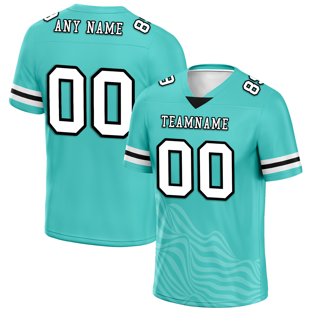 Custom Aqua Sleeve Stripes White Personalized Authentic Football Jersey FBJ02-bc0f0da