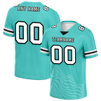 Custom Aqua Sleeve Stripes White Personalized Authentic Football Jersey FBJ02-bc0f0da